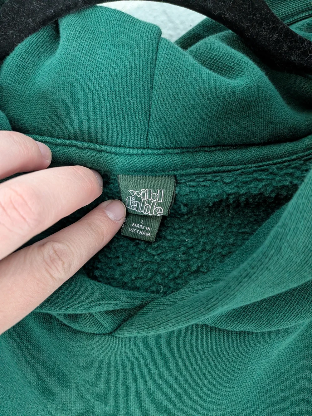 wild fable Women's Forest Green Hoodie with Kangaroo Pocket - Picture 3 of 3